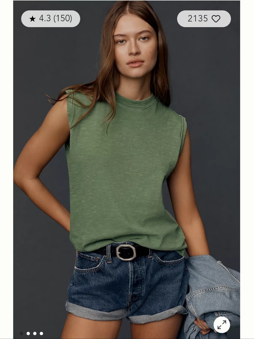 Anthropologie Pilcro Sustainable Roll-sleeve Tank In Black Acid Wash
